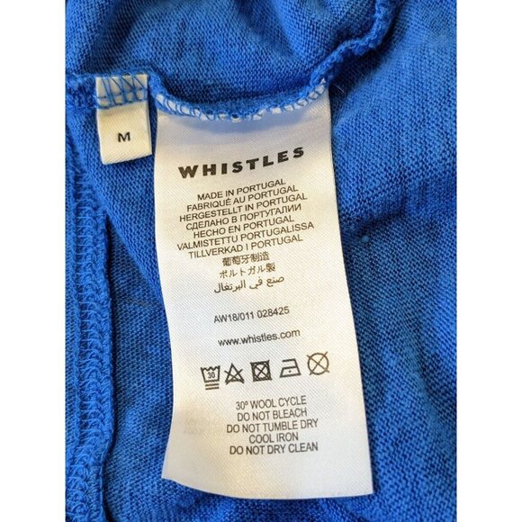 Whistles Womens Top Medium Royal Blue Linen Flutter Frill Sleeve Slub Knit - Picture 5 of 6